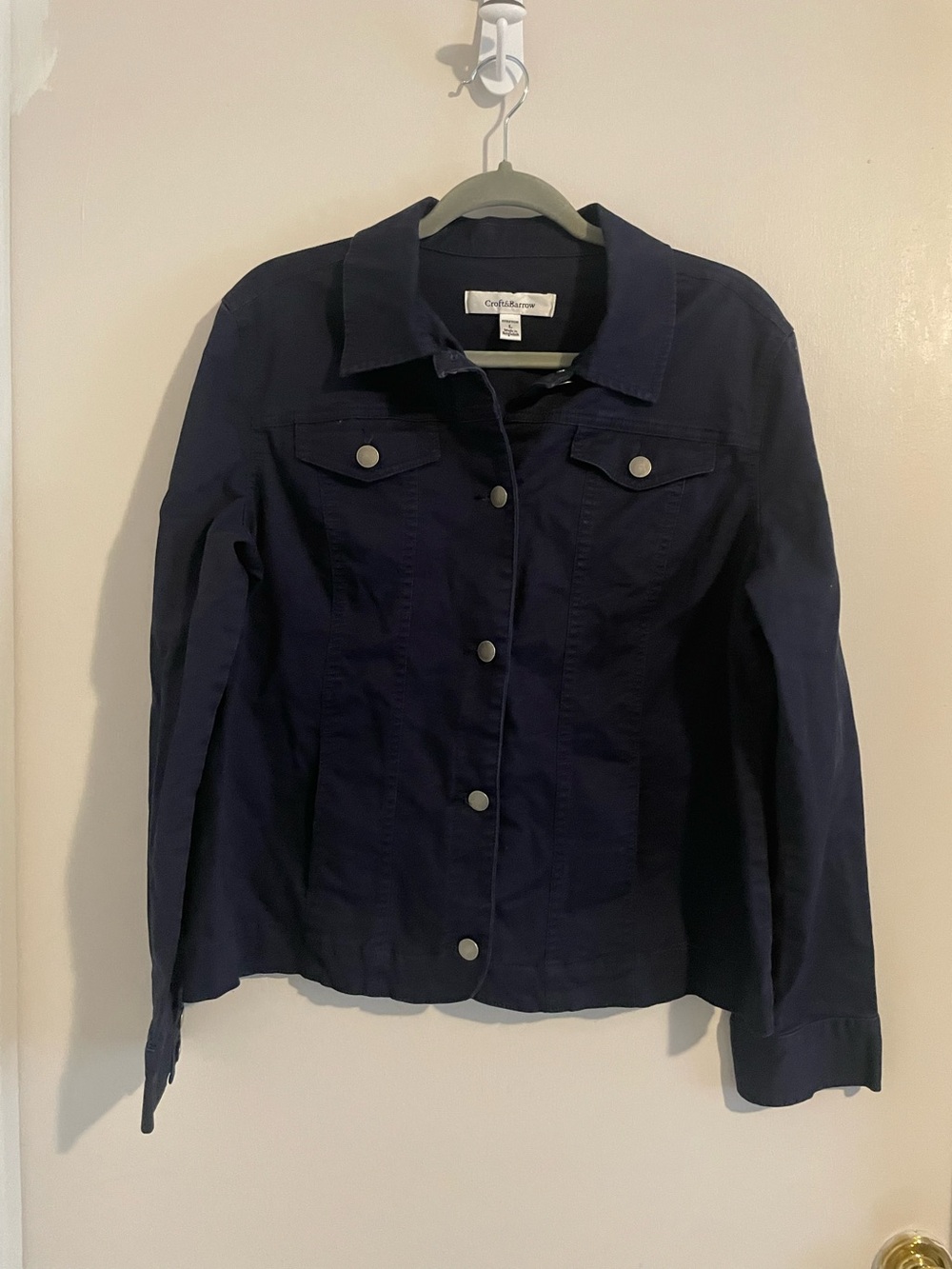 Croft & Barrow Navy Stretch Jacket/blazer Large Classic Trucker Style